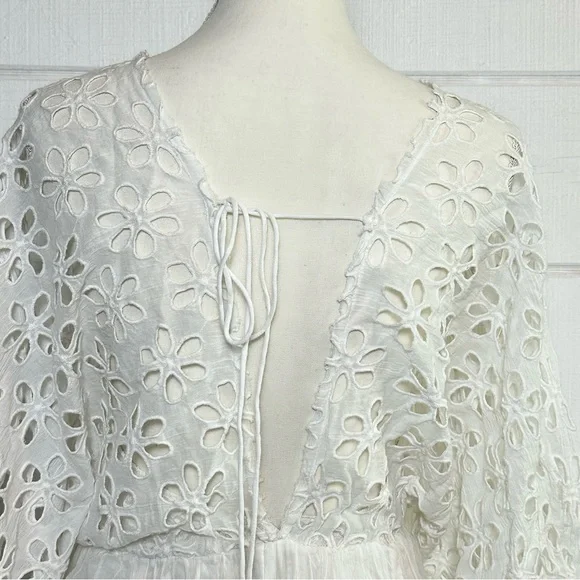 NWT Free People Bella Note Eyelet Mini Dress White Sz Small Retails $128 - Picture 9 of 15